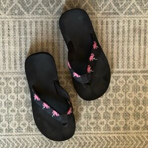Black and Pink Flamingo Women's Sandals
